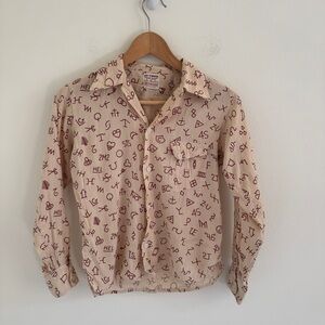 Kids Vintage Levi’s 1940s 1950s Brand Stamp Graphic Button Down Shirt